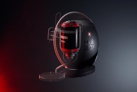 El dispensador de cerveza de barril HueBox desarrollado en Estrella Galicia, con su barril interno y su cúpula iluminada.